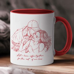 Custom Couple Photo Portrait How Lucky Are We Gift For Him, Her - Personalized Photo Accent Mug - Photo 2
