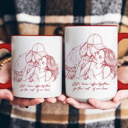 Custom Couple Photo Portrait How Lucky Are We Gift For Him, Her - Personalized Photo Accent Mug - Photo 6