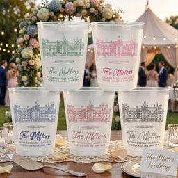 Custom Photo Wedding Venue Illustration Drawing Wedding Favors - Personalized Cups - Photo 1