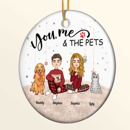 You, Me And The Pets - Personalized Ceramic Ornament - Photo 2