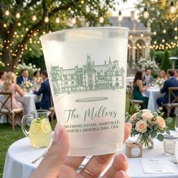 Custom Photo Wedding Venue Illustration Drawing Wedding Favors - Personalized Cups - Photo 2