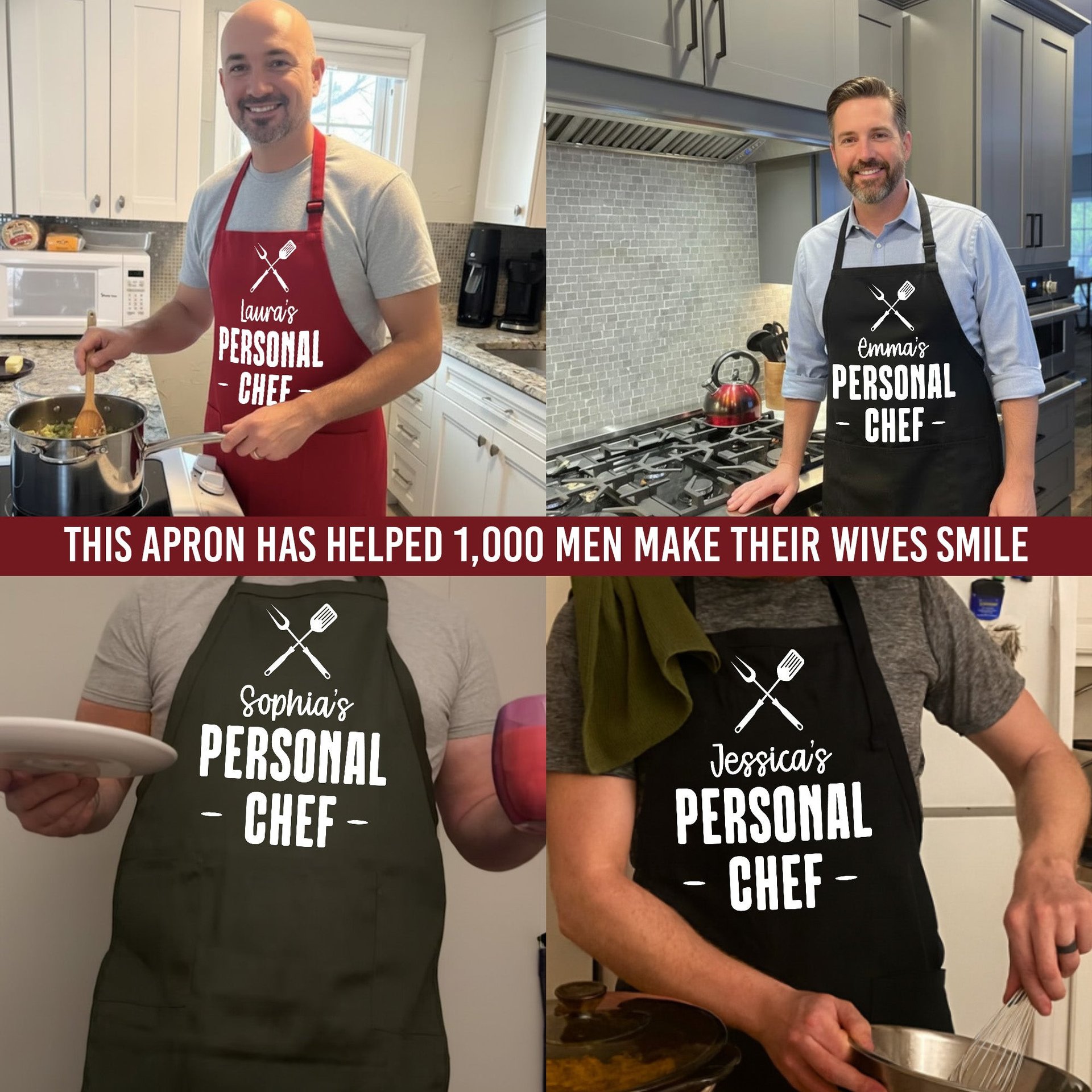 Personal Chef Grill Apron Funny Gifts For Him, Husband - Personalized Apron - Photo 1
