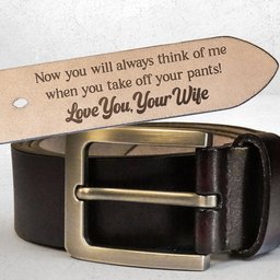 To Husband Boyfriend Valentines Father's Day Gift - Personalized Engraved Leather Belt - Photo 2