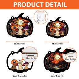 Happy Halloween With Fur Babies - Personalized Window Hanging Suncatcher Ornament - Photo 5