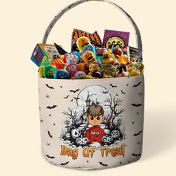 Bag Of Treat Kid Name Halloween - Personalized Halloween Spooky Basket - Photo 3