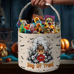 Bag Of Treat Kid Name Halloween - Personalized Halloween Spooky Basket - Photo 2