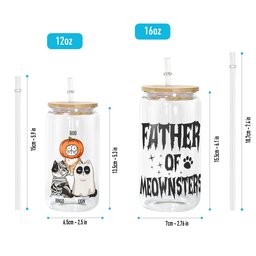 Father Of Meownsters - Personalized Clear Glass Cup - Photo 5