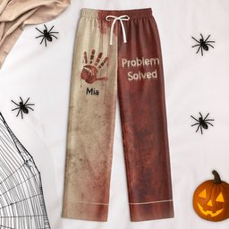 Problem Solved Halloween Horror Funny - Personalized Satin Pajama Set - Photo 1