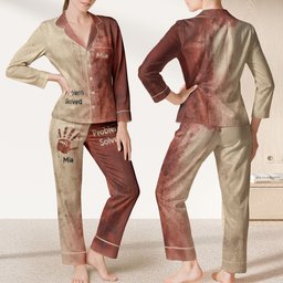 Problem Solved Halloween Horror Funny - Personalized Satin Pajama Set - Photo 2
