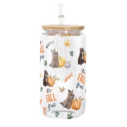 Pet It's Fall Y'All - Personalized Photo Clear Glass Cup - Photo 2