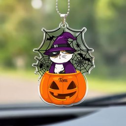 Scary Monster Pet In The Pumpkin Halloween Gift - Personalized Photo Rear View Mirror Accessory - Photo 2