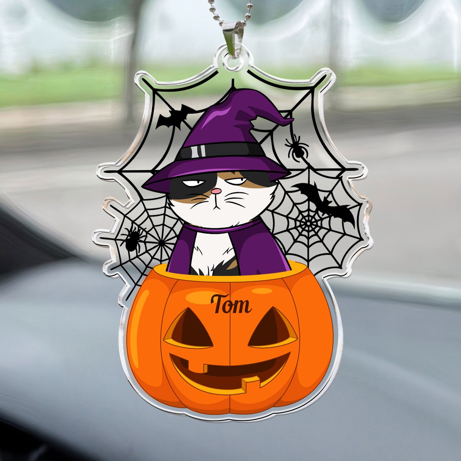Scary Monster Pet In The Pumpkin Halloween Gift - Personalized Photo Rear View Mirror Accessory - Photo 1