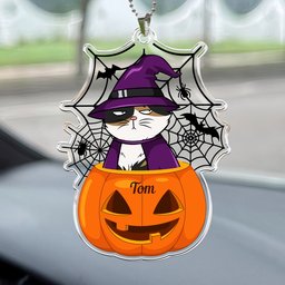 Scary Monster Pet In The Pumpkin Halloween Gift - Personalized Photo Rear View Mirror Accessory - Photo 1