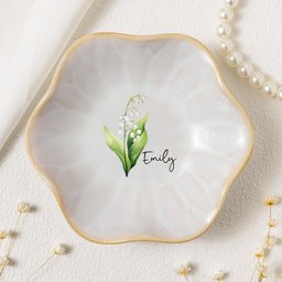 Birth Month Flower Gift For Her - Personalized Jewelry Dish - Photo 2