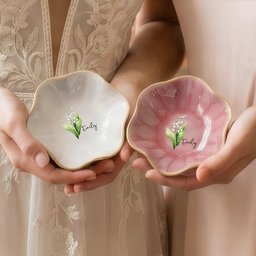Birth Month Flower Gift For Her - Personalized Jewelry Dish - Photo 4