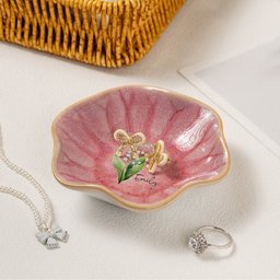 Birth Month Flower Gift For Her - Personalized Jewelry Dish - Photo 3