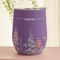 Custom Name & Birth Flower Birthday Gift For Her, Sisters, Daughter, Friends - Personalized Wine Tumbler - Photo 2