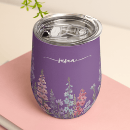 Custom Name & Birth Flower Birthday Gift For Her, Sisters, Daughter, Friends - Personalized Wine Tumbler - Photo 5