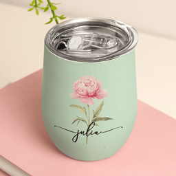 Custom Birth Flower & Name For Her, Wife, Daughter, Sister - Personalized Wine Tumbler - Photo 5