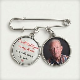 Memorial Custom Photo Gift For Bride Groom On Wedding Day - Personalized Lapel Pin With Charms - Photo 2
