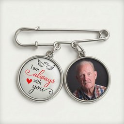 Memorial Custom Photo - Personalized Lapel Pin With Charms - Photo 2