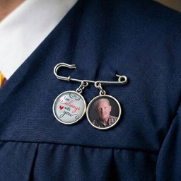 Memorial Custom Photo - Personalized Lapel Pin With Charms - Photo 1