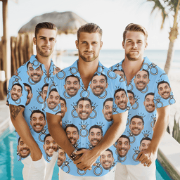 Custom Funny Face Wedding Bachelor Party - Custom Photo Hawaiian Shirt - Photo 1
