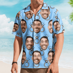 Custom Funny Face Wedding Bachelor Party - Custom Photo Hawaiian Shirt - Photo 4