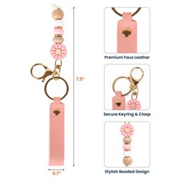 Custom Name & Birth Flower For Her, Sisters, Friends, Teacher, Coworkers - Personalized Beaded Keychain - Photo 6