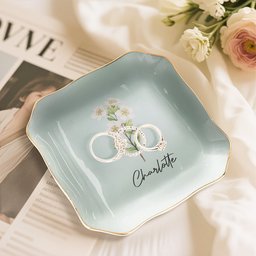 Custom Birth Flower & Name For Her, Gift For Friends, Coworkers, Daughters, Sisters - Personalized Jewelry Dish - Photo 4