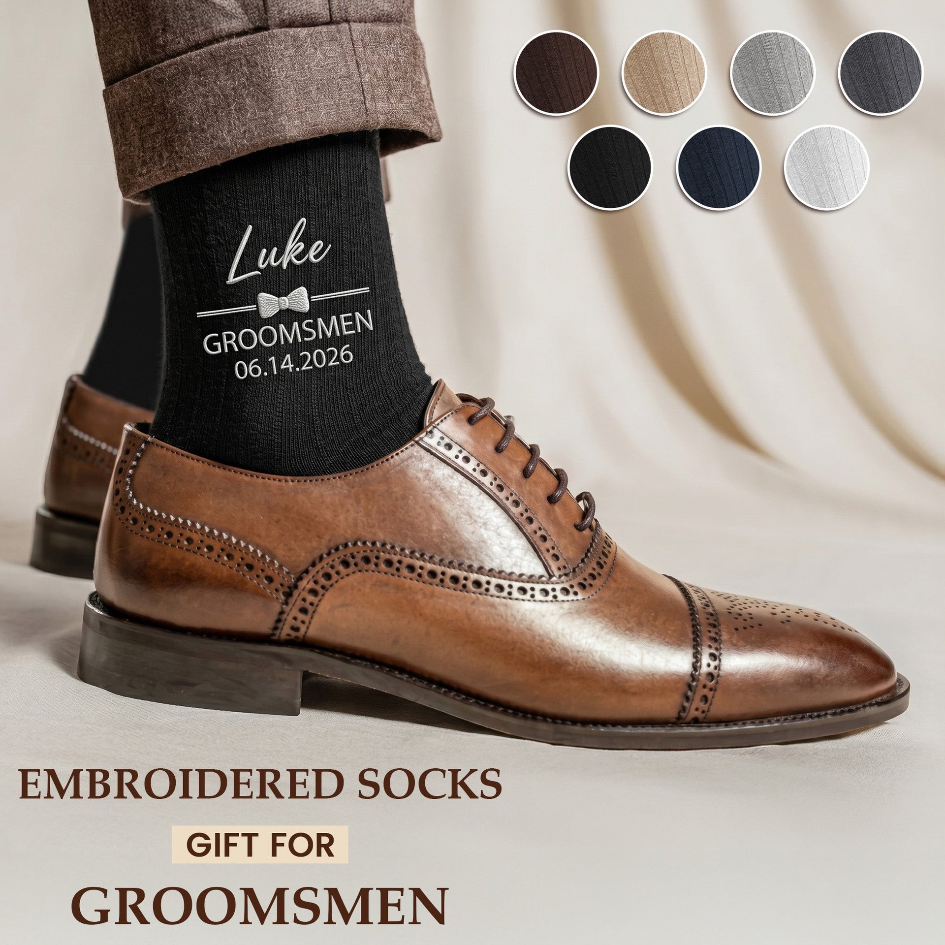 Wedding Socks For Groomsmen, Groom Wedding Gifts - Personalized Socks - Photo 1