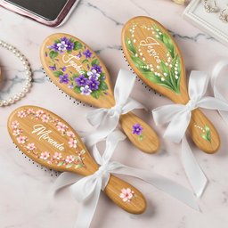 Custom Birth Flower & Name For Her, Daughter, Sister, Thank You Gift - Personalized Hair Brush - Photo 4