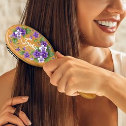 Custom Birth Flower & Name For Her, Daughter, Sister, Thank You Gift - Personalized Hair Brush - Photo 2