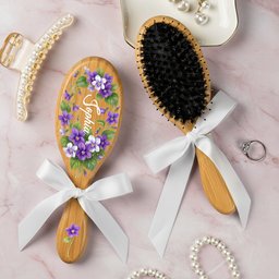 Custom Birth Flower & Name For Her, Daughter, Sister, Thank You Gift - Personalized Hair Brush - Photo 3