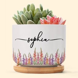 Custom Name & Birth Flower Birthday Gift For Her, Sisters, Daughter, Friends, Coworkers - Personalized Plant Pot - Photo 6
