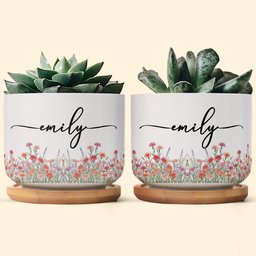 Custom Name & Birth Flower Birthday Gift For Her, Sisters, Daughter, Friends, Coworkers - Personalized Plant Pot - Photo 4