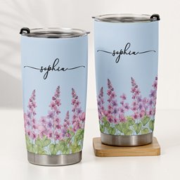 Custom Name & Birth Flower Birthday Gift For Her, Sisters, Daughter, Friends, Coworkers - Personalized Tumbler - Photo 2