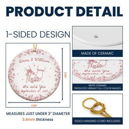 Couples First Christmas Married, Engaged Newlywed 1st Xmas Gift - Personalized Ceramic Ornament - Photo 6
