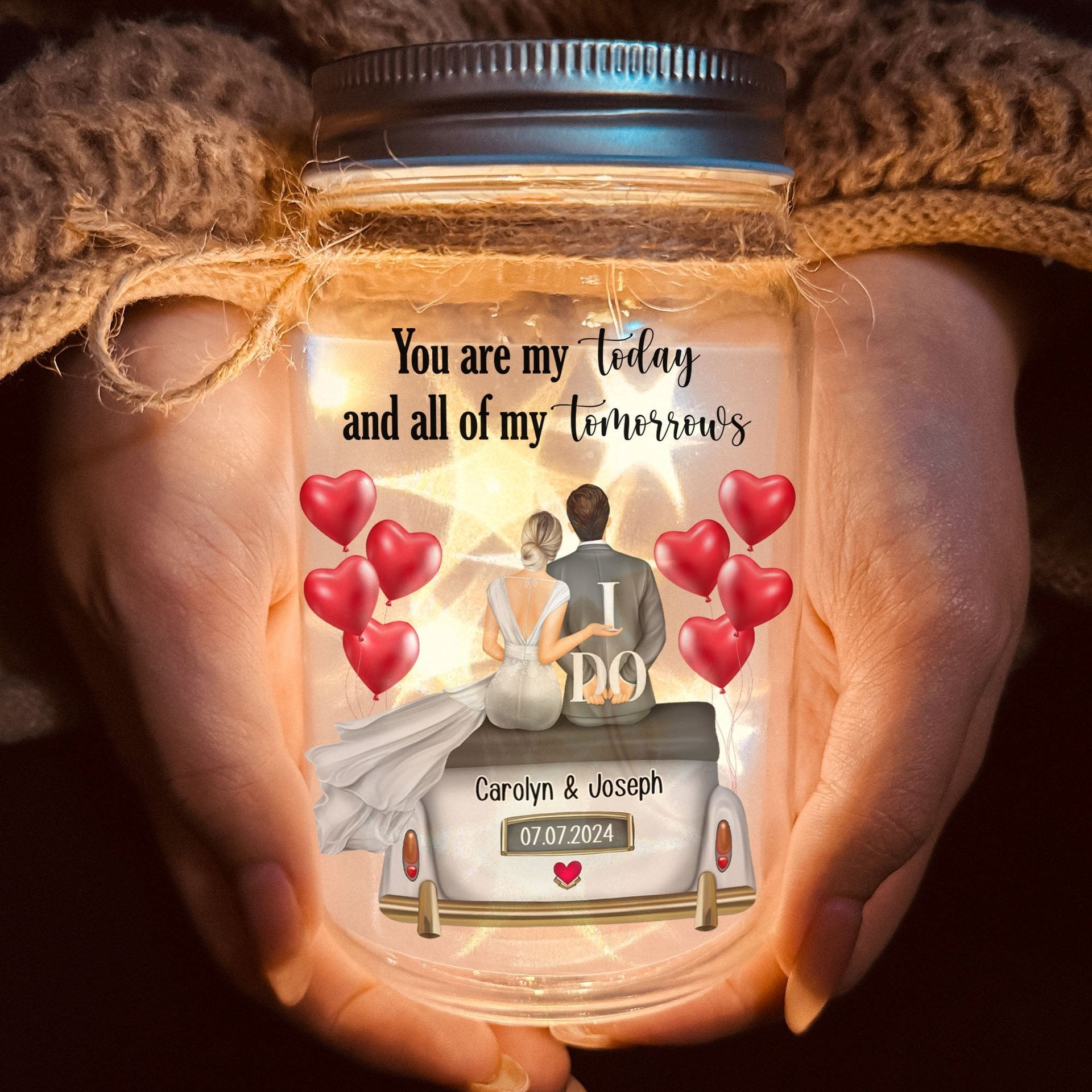 Wedding Gift You Are My Today And All Of My Tomorrows - Personalized Mason Jar Light - Photo 1