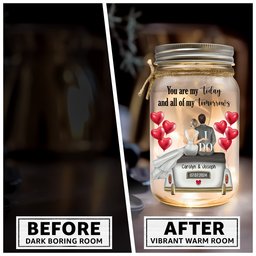 Wedding Gift You Are My Today And All Of My Tomorrows - Personalized Mason Jar Light - Photo 4