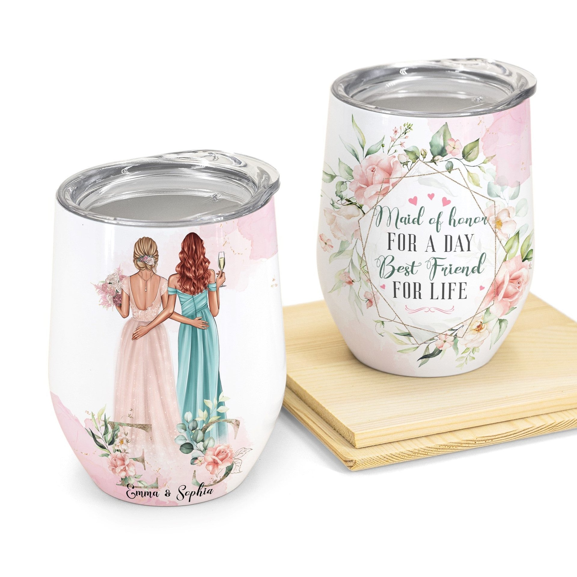 Maid Of Honor For A Day - Personalized Wine Tumbler - Photo 1