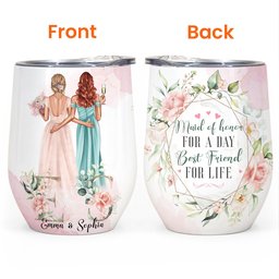 Maid Of Honor For A Day - Personalized Wine Tumbler - Photo 3