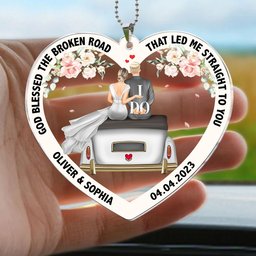 God Blessed The Broken Road - Personalized Rear View Mirror Accessory - Photo 2