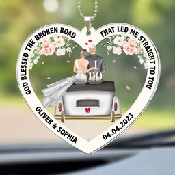 God Blessed The Broken Road - Personalized Rear View Mirror Accessory - Photo 4