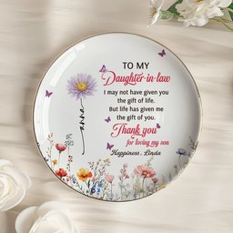 To My Daughter In Law Thank You For Loving My Son - Wedding Gifts From Mother-In-Law - Personalized Jewelry Dish - Photo 6