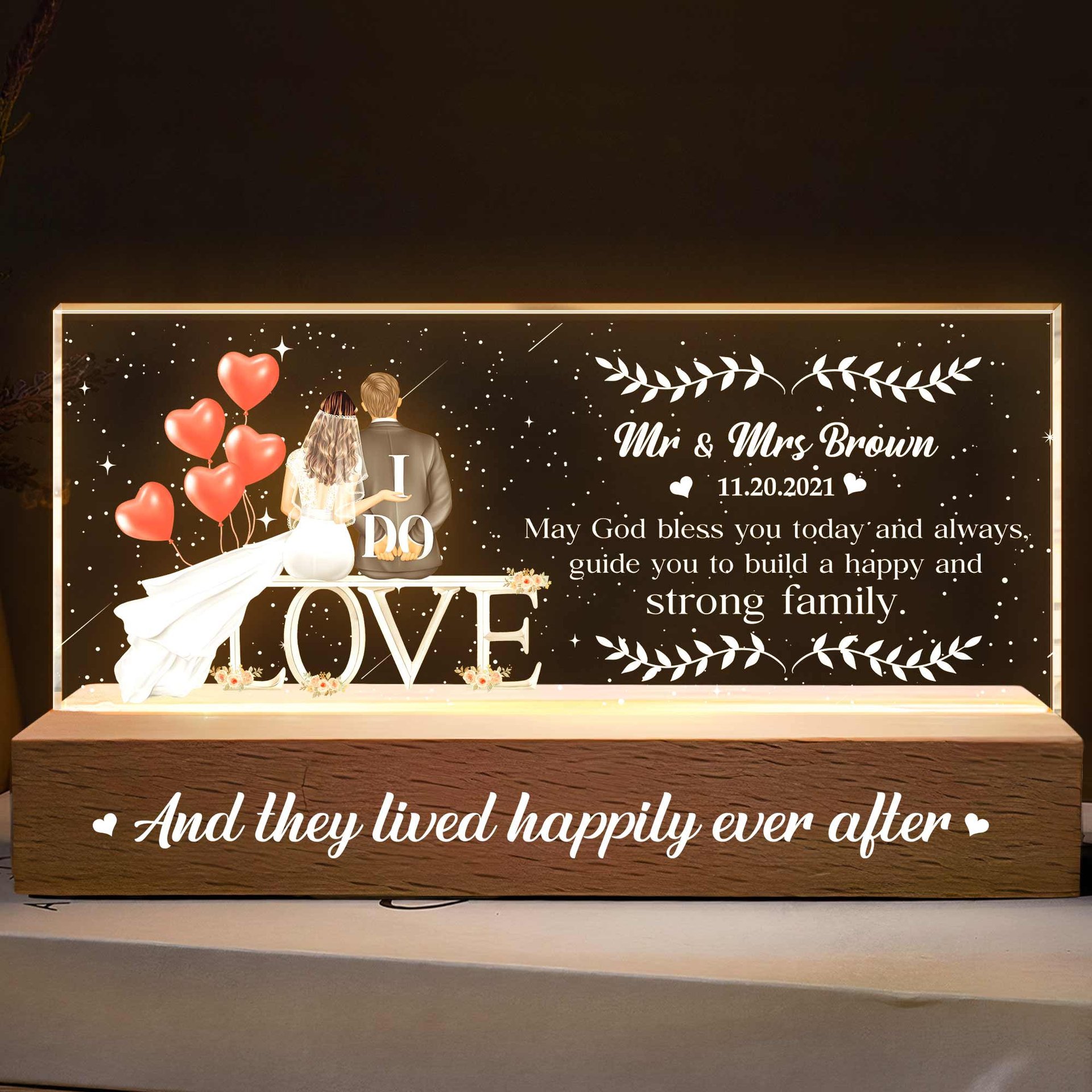 Wedding Gift May God Bless You Today And Always - Personalized LED Night Light - Photo 1