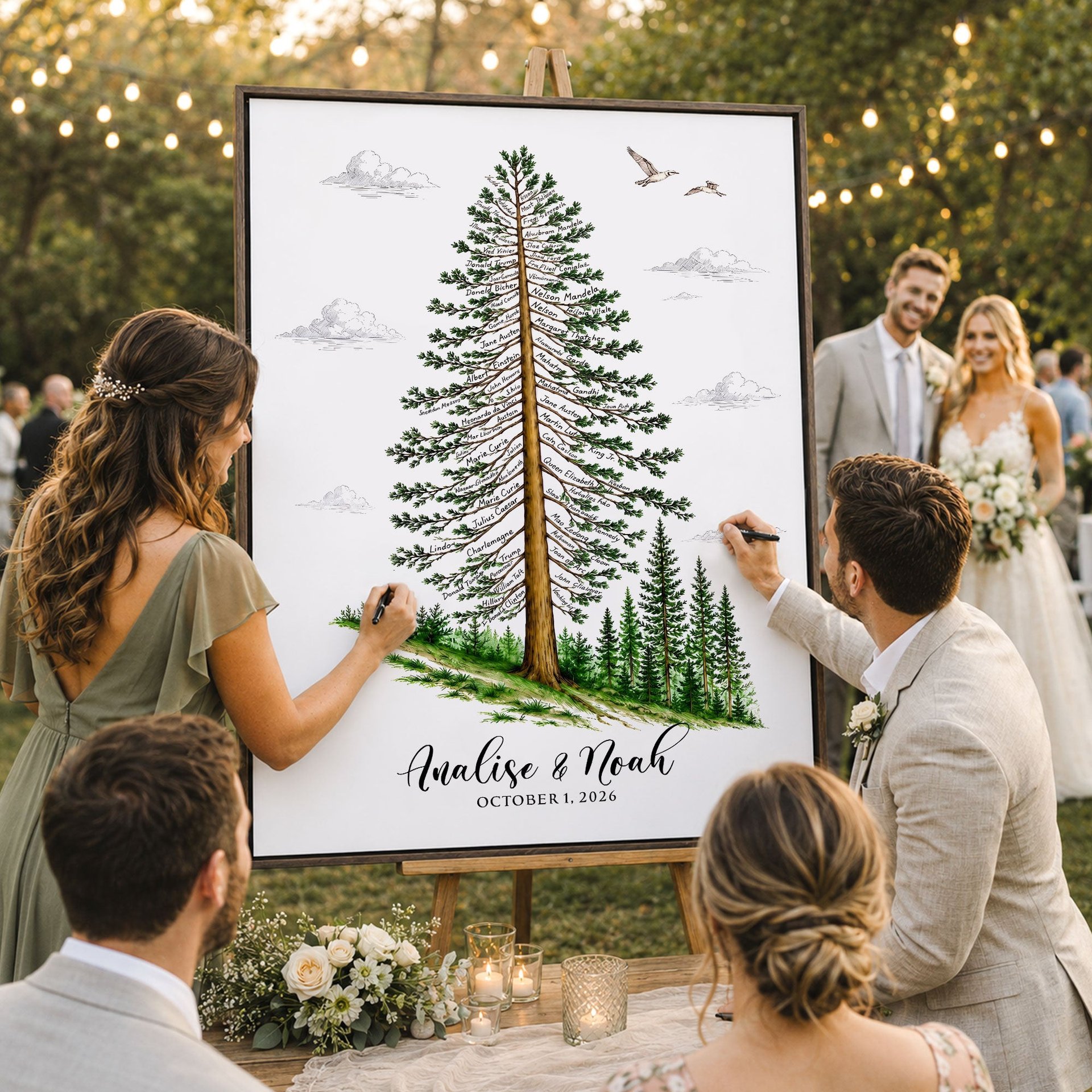 Custom Guest Book Sign Alternative Rustic Pine Tree - Personalized Poster - Photo 1