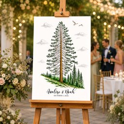 Custom Guest Book Sign Alternative Rustic Pine Tree - Personalized Poster - Photo 3