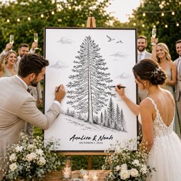 Custom Guest Book Sign Alternative Rustic Pine Tree - Personalized Poster - Photo 4