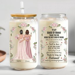 Thank You For Being My Bridesmaid - Personalized Clear Glass Cup - Photo 1